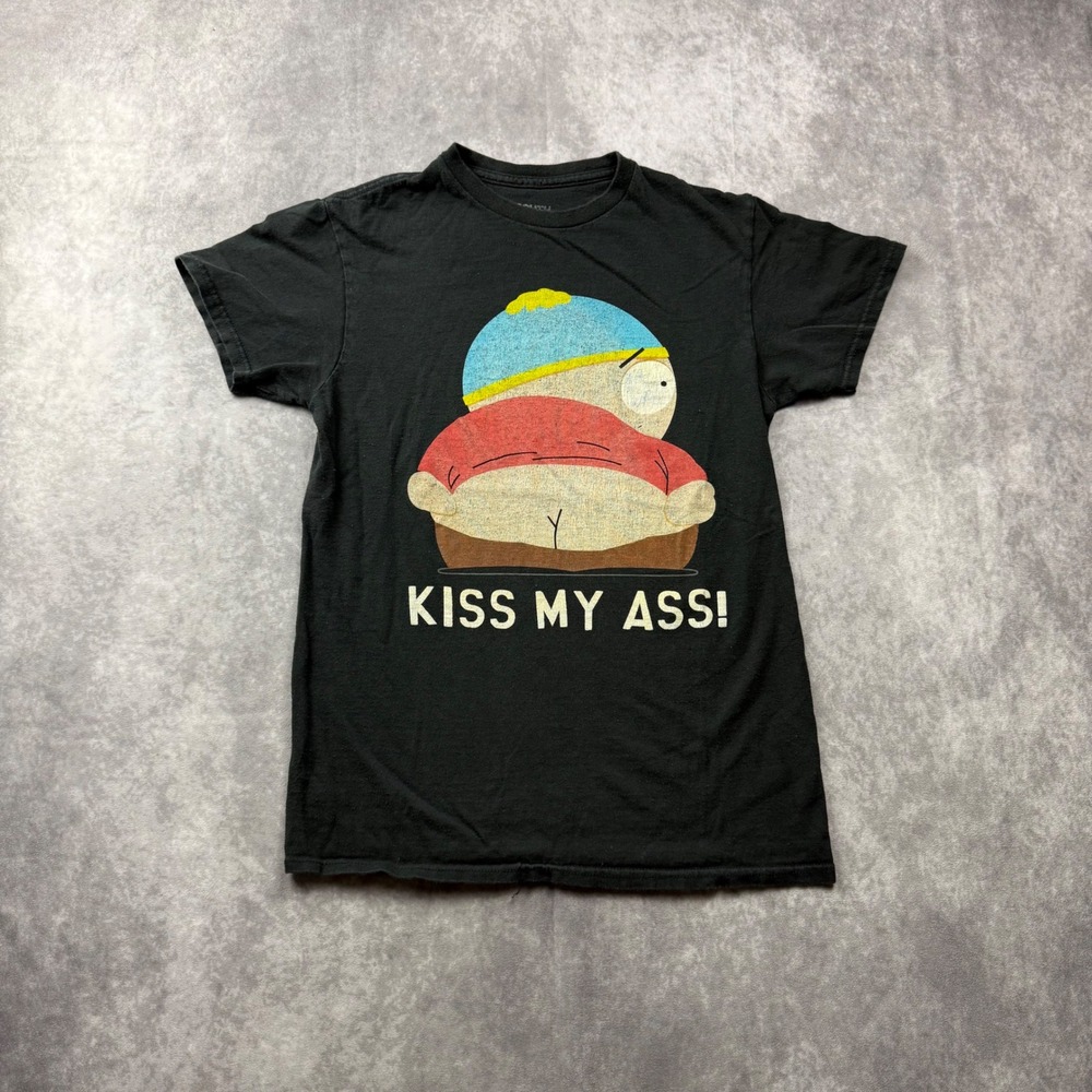 South Park Eric Cartman Kiss My Ass Graphic T-Shirt Black Mens Medium Humor Tee